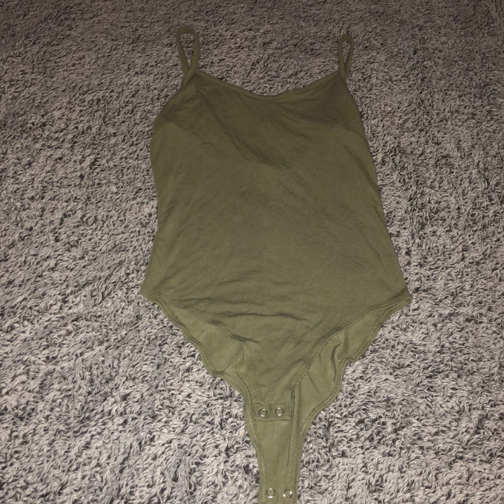 Olive Green Spaghetti Strap Bodysuit